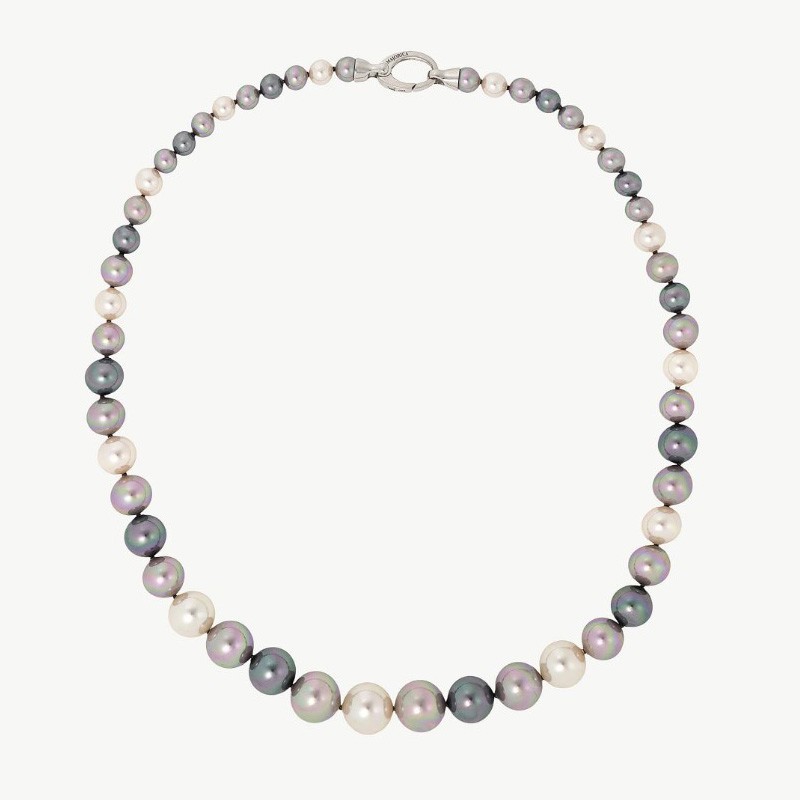 Collar Perla Degradé - plata rodiada - perla multicolor redonda 6-12 mm y 45 cm largo (Majorica)