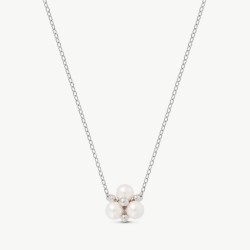 Vega Pearl Necklace – rhodium-plated silver – round white 6 mm pearl, 42 cm length (Majorica)