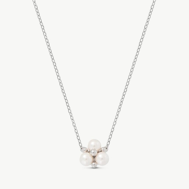 Collar Perla Vega - plata rodiada - perla blanca redonda 6 mm y 42 cm largo (Majorica)