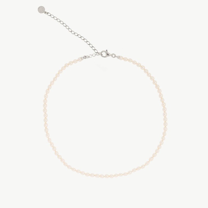 Collar Perla Ballet - plata rodiada - perla blanca redonda 4 mm y 40 cm largo (Majorica)