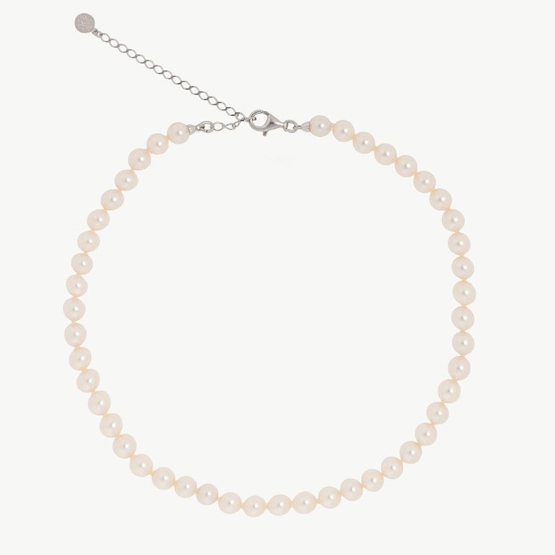 Collar Perla Ballet - plata rodiada - perla blanca redonda 6 mm y 40 cm largo (Majorica)