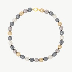 Ágora Pearl Necklace – 18k gold-plated silver – baroque multicolor 12 mm pearl, 48 cm length (Majorica)