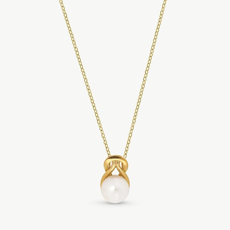 Vega Pearl Necklace – 18k gold-plated silver – round white 12 mm pearl, 47 cm length (Majorica)