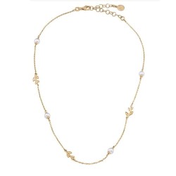 Collar Perla Juliette - plata baño oro 18k - perla blanca redonda 5 mm y 42 cm largo (Majorica)