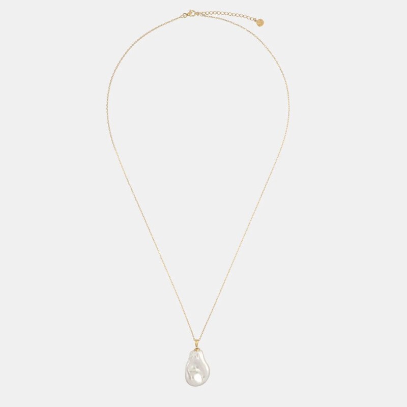 Keila Pearl Necklace – 18k gold-plated silver – wild white 20-30 mm pearl, 75 cm length (Majorica)