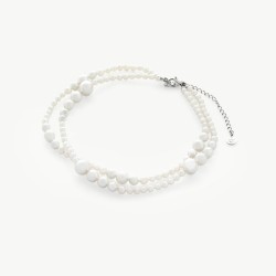 Collar Perla Essence - plata rodiada - perla blanca redonda 4-10 mm y 32 cm largo (Majorica)