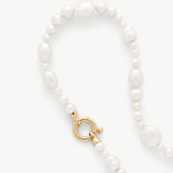 Collar Perla Wild - plata baño oro 18k - perla blanca salvaje 4-12 mm y 40 cm largo (Majorica)