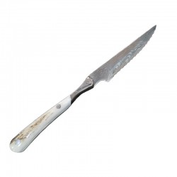 Damascus Steel Table Knife - Deer Antler