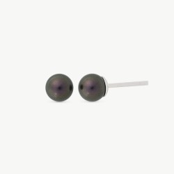Lyra Pearl Earrings – rhodium-plated silver – round tahiti 8 mm pearl (Majorica)