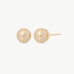 Lyra Pearl Earrings – 18k gold-plated silver – round champagne 8 mm pearl (Majorica)