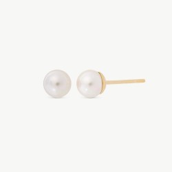 Pendiente Perla Lyra - plata baño oro 18k - perla blanca redonda 12 mm (Majorica)