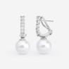 Lilit Pearl Earrings – rhodium-plated silver – round white 12 mm pearl with cubic zirconia (Majorica)