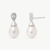 Pendiente Perla Selene - plata rodiada - perla pera blanca 10 mm con circonita (Majorica)