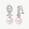 Exquisite Pearl Earrings – rhodium-plated silver – round white 12 mm pearl with cubic zirconia (Majorica)