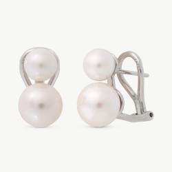 Pendiente Perla Jour - plata rodiada - perla blanca redonda 7 y 9 mm (Majorica)