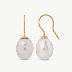 Pendiente Perla Ágora - plata baño oro 18k - perla barroca blanca 12 mm (Majorica)