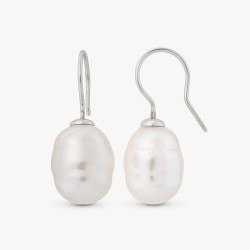 Pendiente Perla Ágora - plata rodiada - perla barroca blanca 12 mm (Majorica)