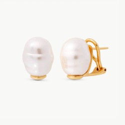 Pendiente Perla Ágora - plata baño oro 18k - perla barroca blanca 12 mm (Majorica)