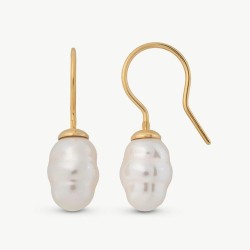 Agora Pearl Earrings – 18k gold-plated silver – baroque white 8 mm pearl (Majorica)