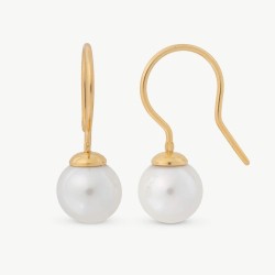 Pendiente Perla Nuada - plata baño oro 18k - perla redonda blanca 9 mm (Majorica)