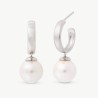 Chara Pearl Earrings – rhodium-plated silver – round white 10 mm pearl (Majorica)
