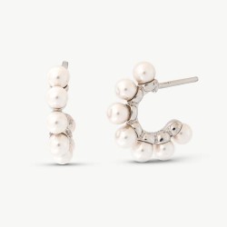 Ada Pearl Earrings – rhodium-plated silver – round white 3 mm pearl (Majorica)