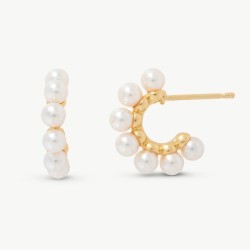 Pendiente Perla Ada - plata baño oro 18k - perla redonda blanca 3 mm (Majorica)