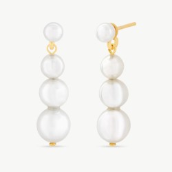 Pendiente Perla Petit - plata baño oro 18k - perla redonda blanca 4-7 mm (Majorica)