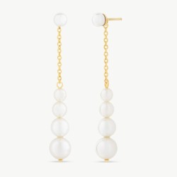 Pendiente Perla Petit - plata baño oro 18k - perla redonda blanca 4-7 mm (Majorica)