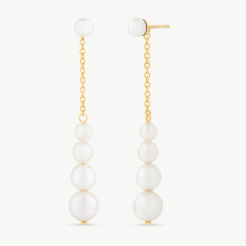 Pendiente Perla Petit - plata baño oro 18k - perla redonda blanca 4-7 mm (Majorica)