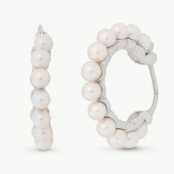 Pendiente Perla Ada - plata rodiada - perla redonda blanca 3 mm / Aro (Majorica)