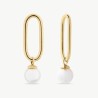 Pendiente Perla Links - plata baño oro 18k - perla redonda blanca 6 mm (Majorica)