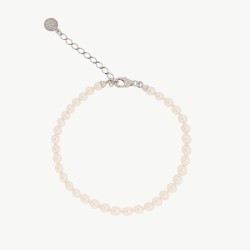 Ballet Pearl Bracelet – rhodium-plated silver – round white 4 mm pearl (Majorica)