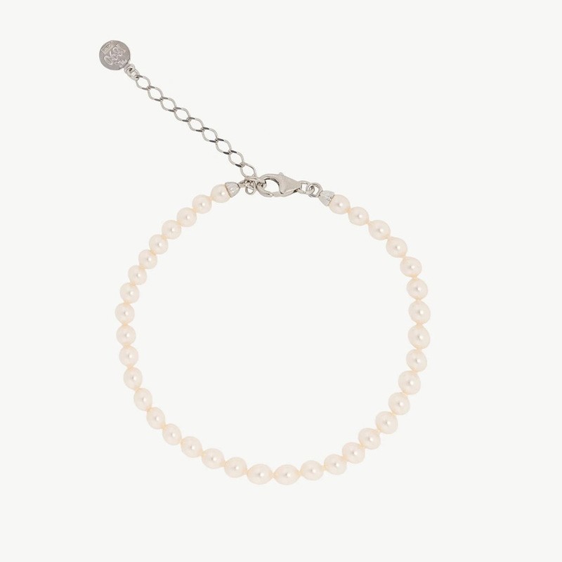 Ballet Pearl Bracelet – rhodium-plated silver – round white 4 mm pearl (Majorica)