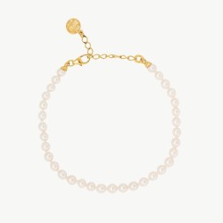 Ballet Pearl Bracelet – 18k gold-plated silver – round white 4 mm pearl (Majorica)