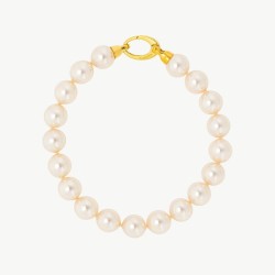 Lyra Pearl Bracelet – 18k gold-plated silver – round white 10 mm pearl (Majorica)