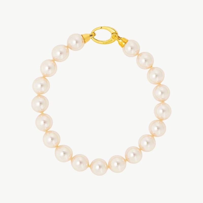 Lyra Pearl Bracelet – 18k gold-plated silver – round white 10 mm pearl (Majorica)