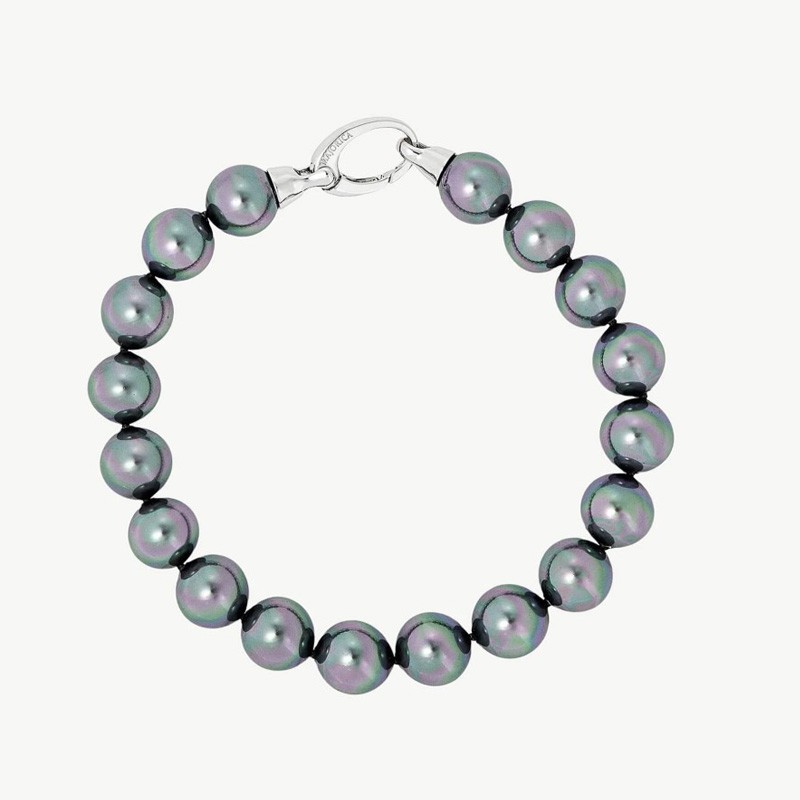 Pulsera Perla Lyra - plata rodiada - perla redonda gris 10 mm (Majorica)
