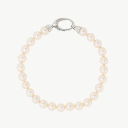 Lyra Pearl Bracelet – rhodium-plated silver – round white 6 mm pearl (Majorica)