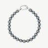 Lyra Pearl Bracelet – rhodium-plated silver – round grey 6 mm pearl (Majorica)