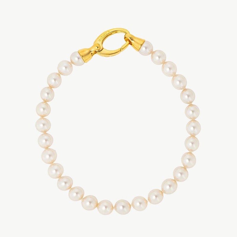 Pulsera Perla Lyra - plata baño oro 18k - perla redonda blanca 8 mm (Majorica)
