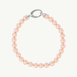 Lyra Pearl Bracelet – rhodium-plated silver – round pink 8 mm pearl (Majorica)