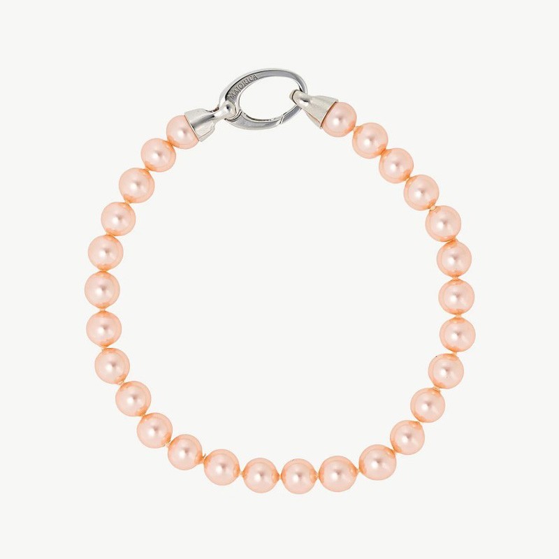 Pulsera Perla Lyra - plata rodiada - perla redonda rosa 8 mm (Majorica)