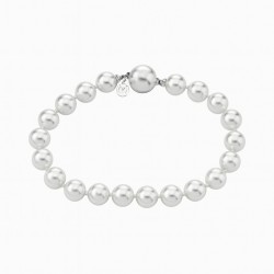 Pulsera Perla Lyra - plata rodiada - perla redonda blanca 8 mm, cierre perla (Majorica)