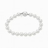 Lyra Pearl Bracelet – rhodium-plated silver – round white 8 mm pearl, pearl clasp (Majorica)