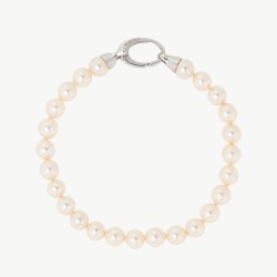 Lyra Pearl Bracelet – rhodium-plated silver – round white 7 mm pearl (Majorica)