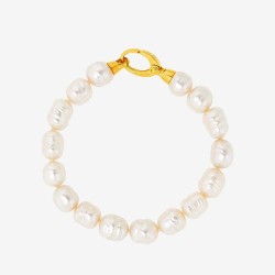 Pulsera Perla Ágora - plata baño oro 18k - perla barroca blanca 8 mm (Majorica)