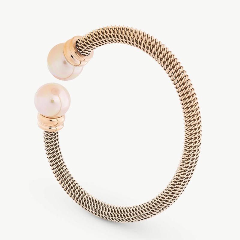 Tender Pearl Bracelet – rose-tone steel – round salmon 12 mm pearl (Majorica)