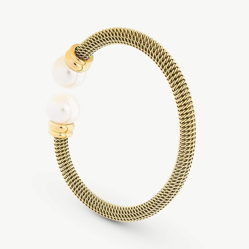 Tender Pearl Bracelet – gold-tone steel – round white 12 mm pearl (Majorica)