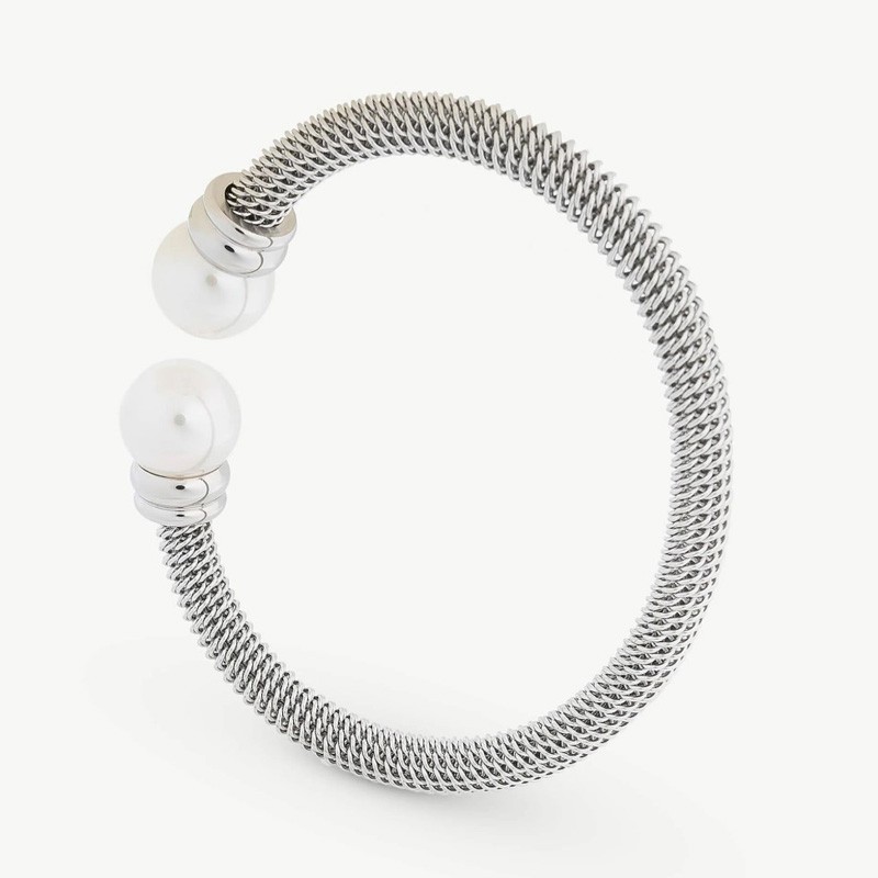 Tender Pearl Bracelet – stainless steel – round white 12 mm pearl (Majorica)